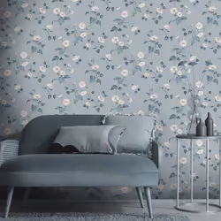 Erismann Abode Laura Floral Leaves Wallpaper - Duck Egg 05549-43