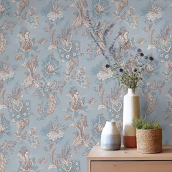 Erismann Abode Edward Floral Flowers Wallpaper - Duck Egg 05550-43