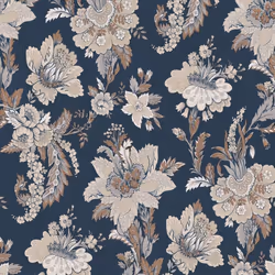 Erismann Abode Edward Floral Flowers Wallpaper - Navy Blue 05550-44
