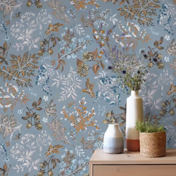 Erismann Abode Cottage Floral Leaves Wallpaper - Duck Egg 05552-43