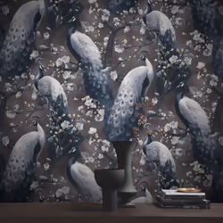 Erismann Abode Play of Light Peacock Wallpaper - Black 10414-15