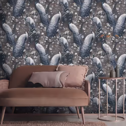 Erismann Abode Play of Light Peacock Wallpaper - Black 10414-15
