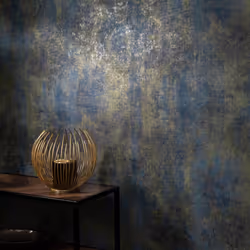 Elle Decoration Luxury Concrete Textured Vinyl Wallpaper - Navy Blue/Gold