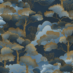 Elle Decoration Golden  Grove Textured Vinyl Wallpaper - Navy/Gold