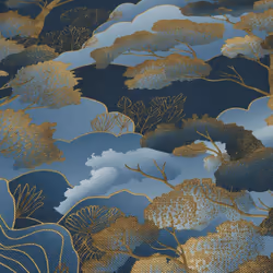 Elle Decoration Golden  Grove Textured Vinyl Wallpaper - Navy/Gold
