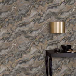 Elle Decoration Mystic Spell Textured Vinyl Wallpaper - Deep Taupe/Gold