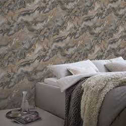 Elle Decoration Mystic Spell Textured Vinyl Wallpaper - Deep Taupe/Gold