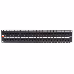 Lindy 19' CAT6 2U 48 Port RJ-45 Patch Panel, Unshielded, Black, 10 Gigabit Ethernet, RJ-45, Cat6, 22/26, Black, Rack mounting