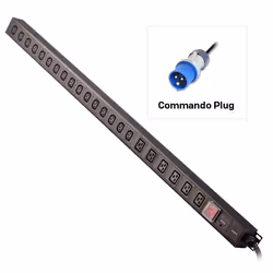Lindy 22 Way IEC Sockets, Vertical PDU with Commando Plug, Three-phase, Vertical, Black, 22 AC outlet(s), C13 coupler, C19 co ...