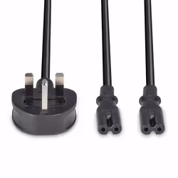 Lindy 2.5m UK 3 Pin Plug to 2 x IEC C7 Splitter Extension Cable, Black - Additional view 4