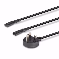 Lindy 2.5m UK 3 Pin Plug to 2 x IEC C7 Splitter Extension Cable, Black - Additional view 5