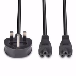 Lindy 2.5m UK 3 Pin Plug To IEC 2 x C5 Splitter Extension Cable, Black - Additional view 4