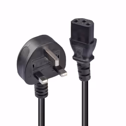 Lindy 15m UK 3 Pin Plug to IEC C13 mains power Cable, Black, 15 m, Power plug type G, IEC C13