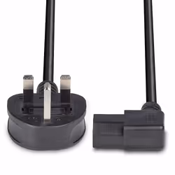 Lindy 1m UK 3 Pin Plug to Right Angled IEC C13 Mains Power Cable, Black - Additional view 4