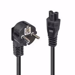 Lindy 2m Schuko 2 Pin Plug To IEC C5 Power Cable, Black, 2 m, Power plug type E, C5 coupler