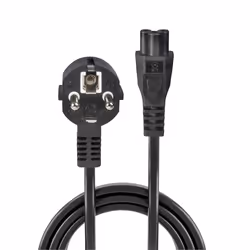 Lindy 2m Schuko 2 Pin Plug To IEC C5 Power Cable, Black