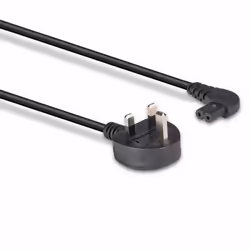 Lindy 1m UK 3 Pin Plug to Right Angled IEC C7 Mains Power Cable, Black