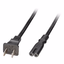 Lindy 2m US 2 Pin Polarised Plug to IEC C7 Mains Power Cable, Black, 2 m, C7 coupler