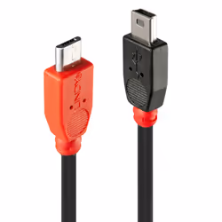 Lindy USB 2.0 Cable Micro-B/ Mini-B OTG, 2m, 2 m, Mini-USB B, Micro-USB B, USB 2.0, Male/Male, Black, Red