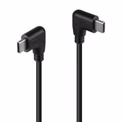 Lindy 0.5m USB 2.0 Right-Angled USB-C to Right-Angled USB-C Cable, 0.5 m, USB C, USB C, USB 2.0, Black