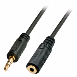 Lindy 5m Premium Audio 3.5mm Jack Extension Cable, 3.5mm, Male, 3.5mm, Female, 5 m, Black