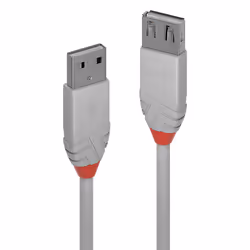 Lindy 0.5m USB 2.0 Type A Extension Cable, Anthra Line, Grey, 0.5 m, USB A, USB A, USB 2.0, 0.48 Gbit/s, Grey