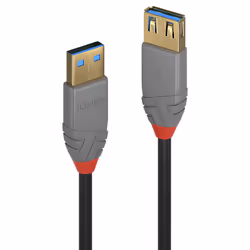 Lindy 3m USB 3.2 Type A Extension Cable, 5Gbps, Anthra Line, 3 m, USB A, USB A, USB 3.2 Gen 1 (3.1 Gen 1), 5 Gbit/s, Black