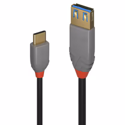 Lindy 0.15m USB 3.2 Type C to A Adapter Cable, 10Gbps, Anthra Line, 0.15 m, USB C, USB A, USB 3.2 Gen 2 (3.1 Gen 2), 10 Gbit/ ...