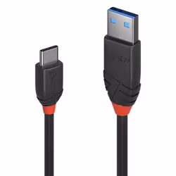 Lindy 1.5m USB 3.2 Type A to C Cable, 10Gbps, Black Line, 1.5 m, USB A, USB C, USB 3.2 Gen 1 (3.1 Gen 1), 10 Gbit/s, Black