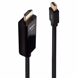 Lindy 2m Mini DisplayPort to HDMI 10.2G Cable, DisplayPort, HDMI Type A (Standard), Male, Male, 3840 x 2160 pixels, 1080p