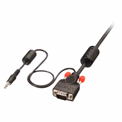 Lindy 7.5m Premium VGA and Audio Cable, 7.5 m, VGA (D-Sub) + 3.5mm, VGA (D-Sub) + 3.5mm, Black, Male/Male, 1 pc(s)