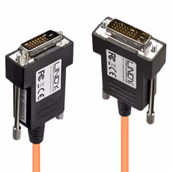 Lindy DVI-D Hybrid Fibre Cable, up to 1920x1200, 70m, 70 m, DVI-D, DVI-D, Male, Male, Black