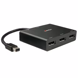 Lindy 3 Port 4K Mini DisplayPort Hub, Mini DisplayPort, DisplayPort, Black, Metal, CE, FCC, RoHS, UL & REACH, DC