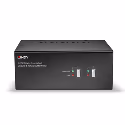 Lindy 2 Port Dual Head Single Link DVI-I KVM Switch Pro with TTU