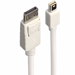 Lindy 1m Mini DisplayPort to DisplayPort Cable, White, 1 m, Mini DisplayPort, DisplayPort, Male, Male, White