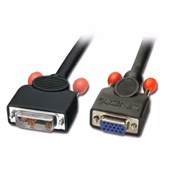 Lindy 2m DVI-A (Analogue) Male to VGA Female Adapter Cable, 2 m, DVI-A, VGA (D-Sub), Black, Red, Male/Female