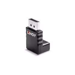 Lindy DisplayPort 1.2 Downward Angled Adapter, DisplayPort, DisplayPort, Black