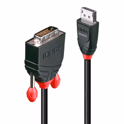 Lindy 2m DisplayPort to DVI-D Cable, 2 m, DisplayPort, DVI-D, Male, Female, Straight