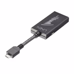 Lindy MHL 3.0 to 4K HDMI Adapter, HDMI + USB, Female, Male, 3840 x 2160 pixels, Black, CE, FCC