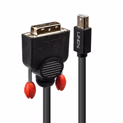 Lindy 0.5m Mini DisplayPort to DVI Cable, Black, 0.5 m, Mini DisplayPort, DVI-D, Male, Male, Straight