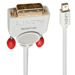 Lindy Mini DisplayPort to DVI-D Cable 3m, white