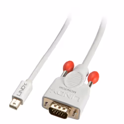 Lindy 0.5m Mini DisplayPort to VGA Cable, White, 0.5 m, VGA (D-Sub), Mini DisplayPort, Male, Male, White