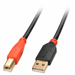 Lindy 10m USB 2.0 Type A to B Active Cable, 10 m, USB A, USB B, USB 2.0, Male/Male, Black, Red