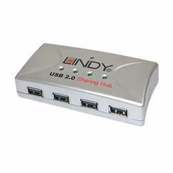 Lindy USB 2.0 4 Port Sharing Hub, 480 Mbit/s, White, 2 m, Win ME/2000/XP/Vista/7 Mac OS 8.6 +, 74 g, USB 2.0/1.1