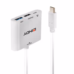 Lindy USB 3.1 Type C to HDMI Converter with PD, USB 3.2 Gen 1 (3.1 Gen 1) Type-C, 60 W, White, HDMI, USB 3.2 Gen 1 (3.1 Gen 1 ...