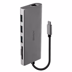 Lindy DST-Mini Plus, USB-C Laptop Mini Docking Station with 4K HDMI, VGA Support and 100W Pass-Through Charging, USB 3.2 Gen ...