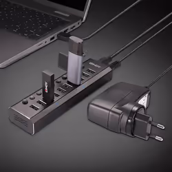 Lindy 10 Port USB 3.0 Hub with On/Off Switches - Additional view 5