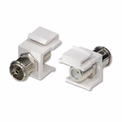 Lindy Coax to F-Type Keystone, Pack of 2, Flat, White, Coax, F-type, Female, Female