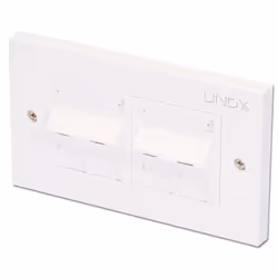 Lindy CAT5e Double Wall Plate with 4 x Angled RJ-45 Shuttered Socket, Unshielded, White, Conventional, Universal, Matte, RJ-4 ...