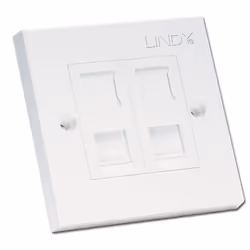 Lindy CAT5e Single Wall Plate with 2 x RJ-45 Shuttered Socket, Unshielded, White, Conventional, Universal, Matte, 2xRJ-45, RE ...
